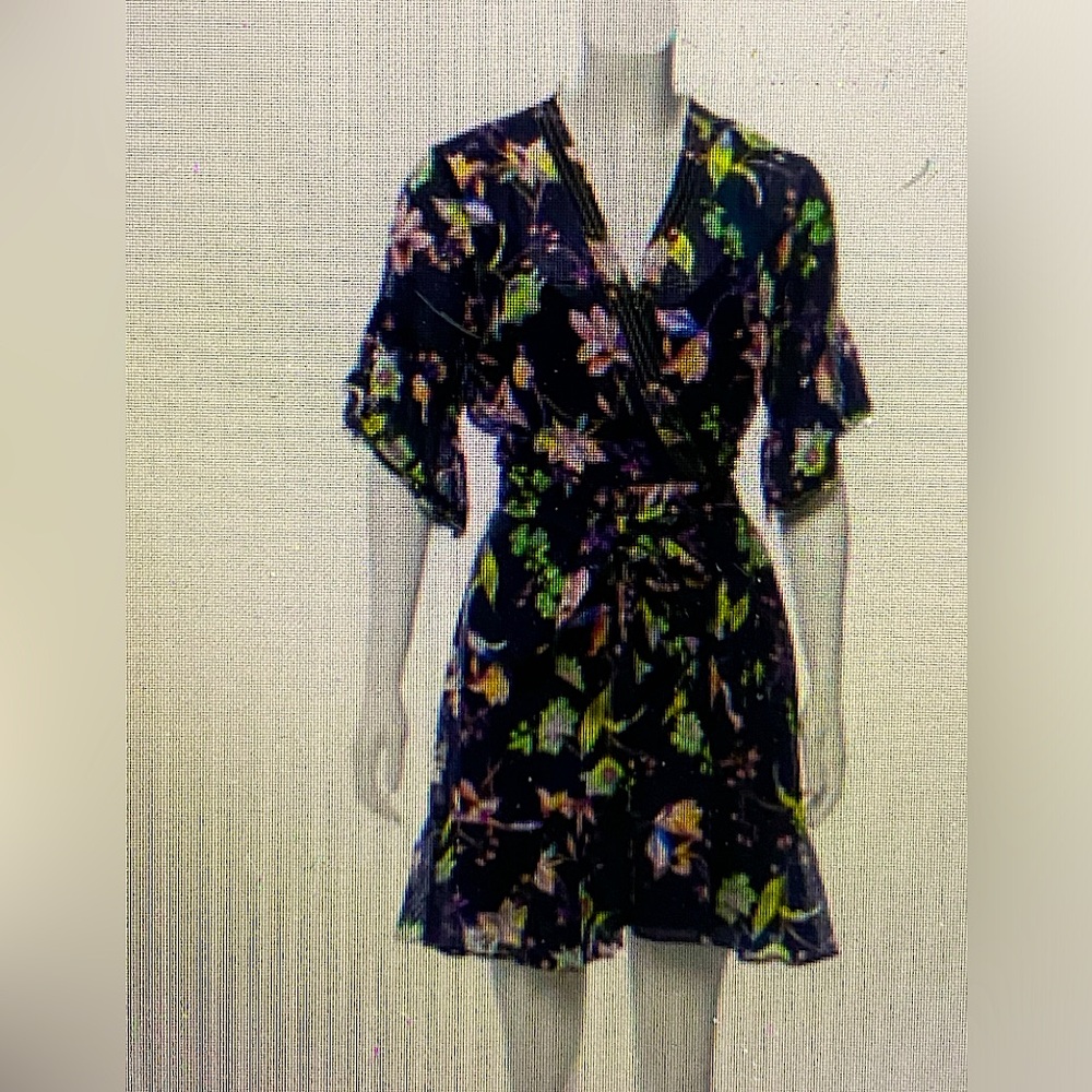 Tanya Taylor silk dress. Ruffle at the side with wrap tie belt, built in slip.